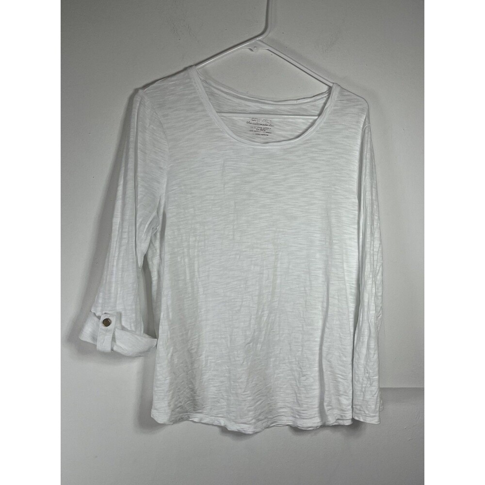 Chicos sz 1 m Cotton Modal 3/4 Sleeve Top Blouse